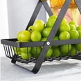 thumbnail image 3 of 2 Tier Portable Fruit Bowle Basket Fruits Bread Snacks, Detachable Metal Rectangle Basket, 3 of 7