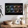 thumbnail image 3 of Elephant Stock Neon Playing Cards Wall Art - Horizontal Canvas Wall Art - Living Room Wall Decor - Hobbies And Lifestyle Canvas - Black And Green Decor - 24" x 16", 3 of 8