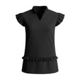 thumbnail image 6 of QUNYINEY Summer Women's Tank Tops Black Ruffle Tops Sleeveless V Neck Stretch Slim Fit Women Shirts, 6 of 8