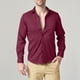thumbnail image 1 of Blusa y camisa de manga larga con cuello vuelto para hombre, informal, con botones, lisa, de manga larga, transpirable, de poliéster, 1 of 4