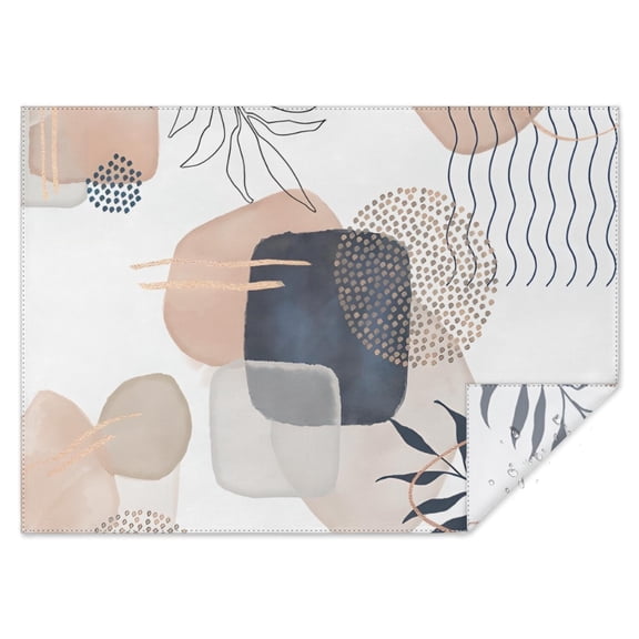 Blue Boho Abstract and Plant Pattern Rectangle Tablecloth 60"x84",Waterproof Polyester Rectangle Table Cloth, Wipeable Spillproof Polyester Tablecloth for Dining, Camping, Indoor and Outdoor