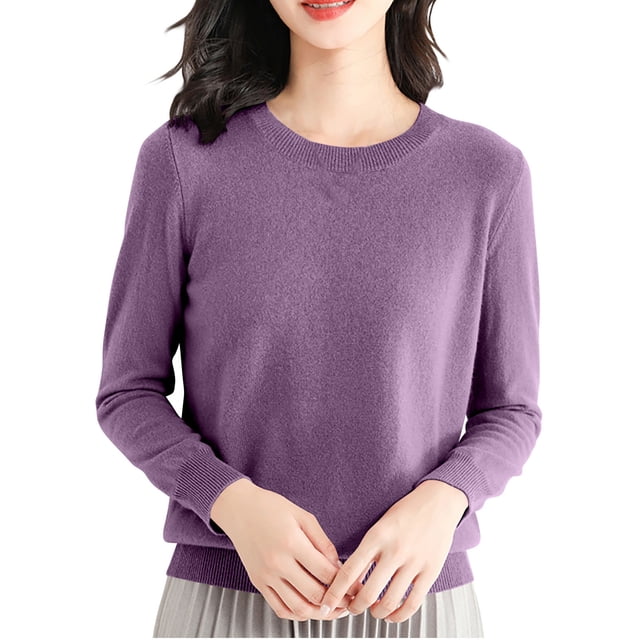 Bowake Women's 2024 Crewneck Sweaters Casual Long Sleeve Ribbed Knit Sweater Pullover Tops Basic Layer Shirts