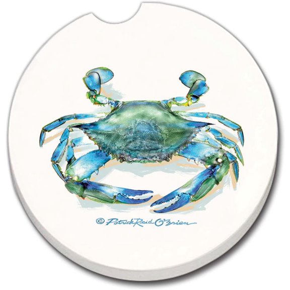 CounterArt Absorbent Stoneware Car Coaster, Teal Crab, Set of 2