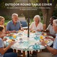 thumbnail image 3 of Round Outdoor Tablecloth with Umbrella Hole and Zipper, Teal Red Coastal Tablecloth with Elastic Waterproof, Retro Beach Nautical Sea Turtle Coral Patio Table Covers for 55" - 60" Picnic Pool Tables, 3 of 9