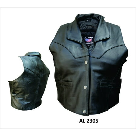 Classic Cowhide Vest - Ladies 3XL Size Cowhide Leather 2 front 2 inside pockets & adjustable side buckles Vest