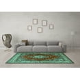 thumbnail image 3 of Ahgly Company Machine Washable Indoor Rectangle Medallion Turquoise Blue Traditional Area Rugs, 5' x 7', 3 of 4