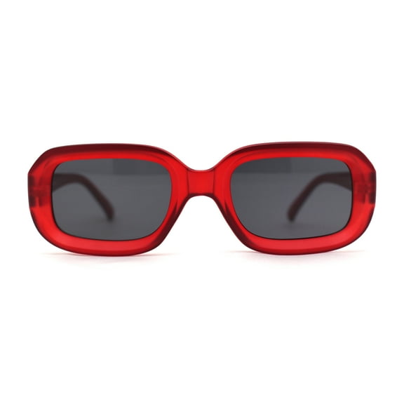 Womens Classic Mod Rectangle Minimal Plastic Sunglasses Red Black