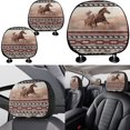 thumbnail image 4 of Garronmavis Aztec Horse Red Car Seat Covers Full Set Full Surround Auto Cushion Protectors with Cars Headrest Protectors+Wristlet Keychain+Auto Cup Coaster+Handbrake Gear+Shift Knob Cover, 4 of 7