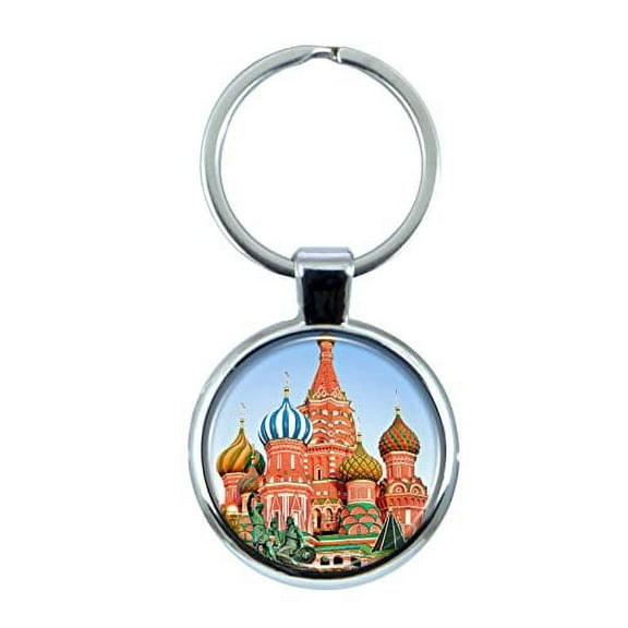 St. Basil Moscow Keychain with Epoxy Dome and Metal Keyring