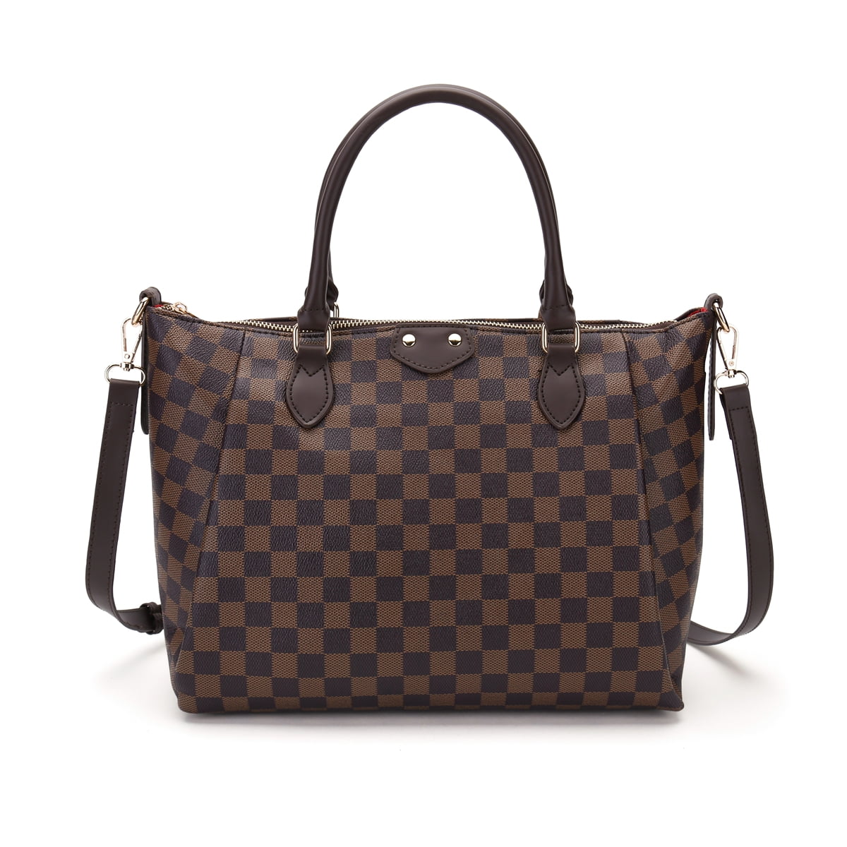 Glamfox - Checker Multi Pouch Crossbody Bag - 2 Colors Available - Brown