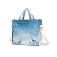 thumbnail image 2 of Deers Snow Trees Blue Corduroy Tote Bag Handbag Large Messenger Bag Shoulder Crossbody Zipper Bag Purse, 2 of 8