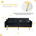 thumbnail image 7 of ACMEASE 70” Velvet Futon Sofa Bed with Adjustable Armrests and 2 Pillows, Convertible Futon Couch, Black, 7 of 7