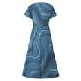thumbnail image 5 of Bigersell Midi Dresses for Women Formal V-Neck Short Sleeve Summer Dresses Asymmetrical Style B-9 Casual Loose Flowy Pleated A-Line Evening Party Cocktail Dress Wedding Guest Dresses , Blue_J L, 5 of 5