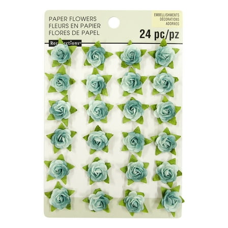 12 Packs: 24 ct. (288 total) Blue Rose Paper Flower Embellishments by Recollections