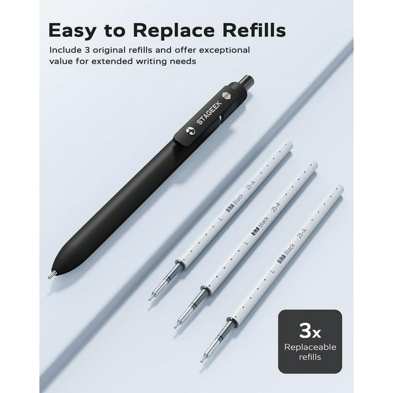 STAGEEK Black Gel Pens GX3, 6Pcs Fine Point Smooth Writing Pens