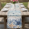 thumbnail image 4 of Navy Blue Starfish Coastal Table Runner 90 Inches, Vintage Nautical Summer Coral Shell Bed Runner Dresser Scarves Tabletop for Indoor Outdoor Parties/Ceremony/Banquet, 13" x 90", 4 of 9