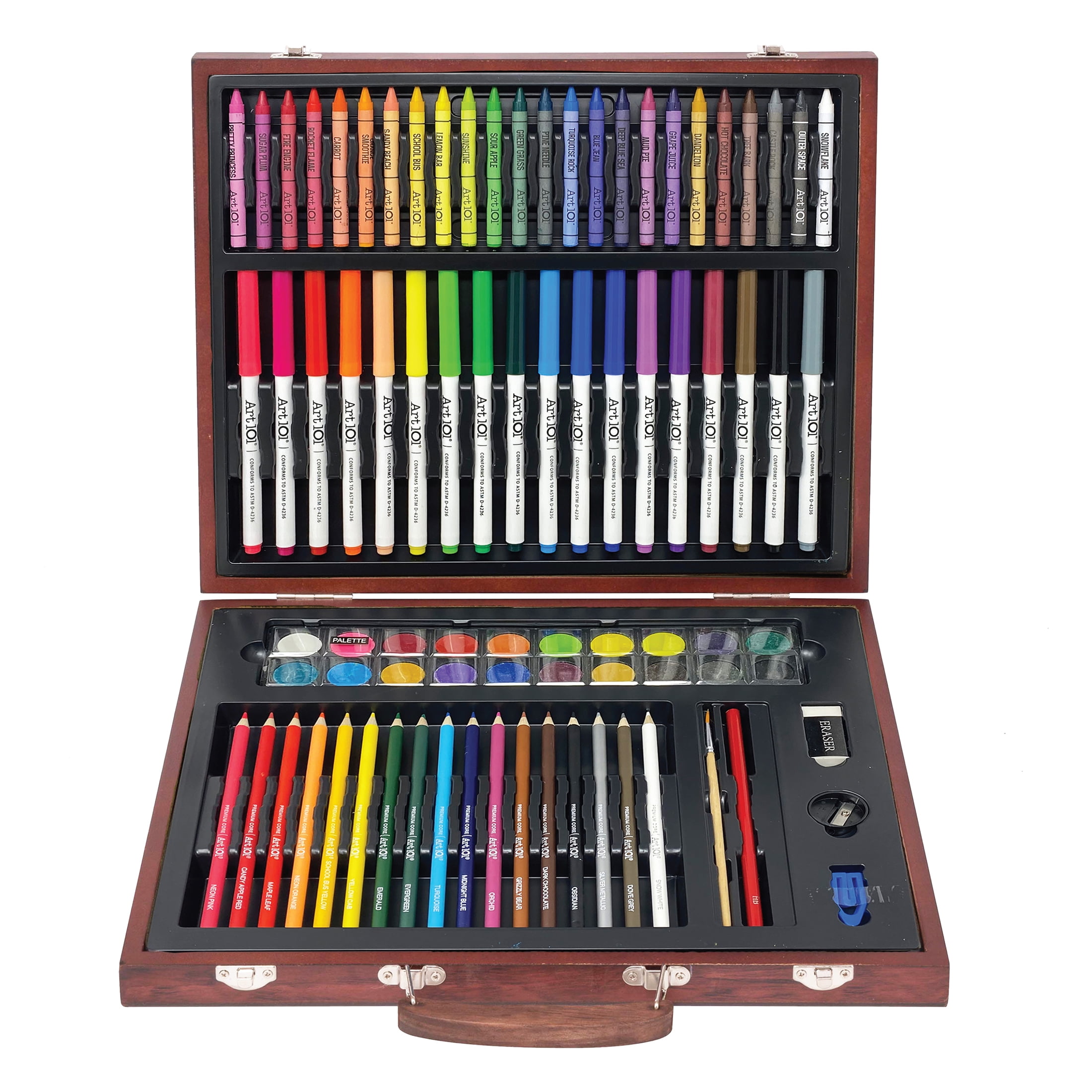 105 Piece Wooden Art Set Crafts Drawing Supplies Painting Kit with Beech  Wooden Case Professional Paint Artist Set for Teens Artist Kids and Adults