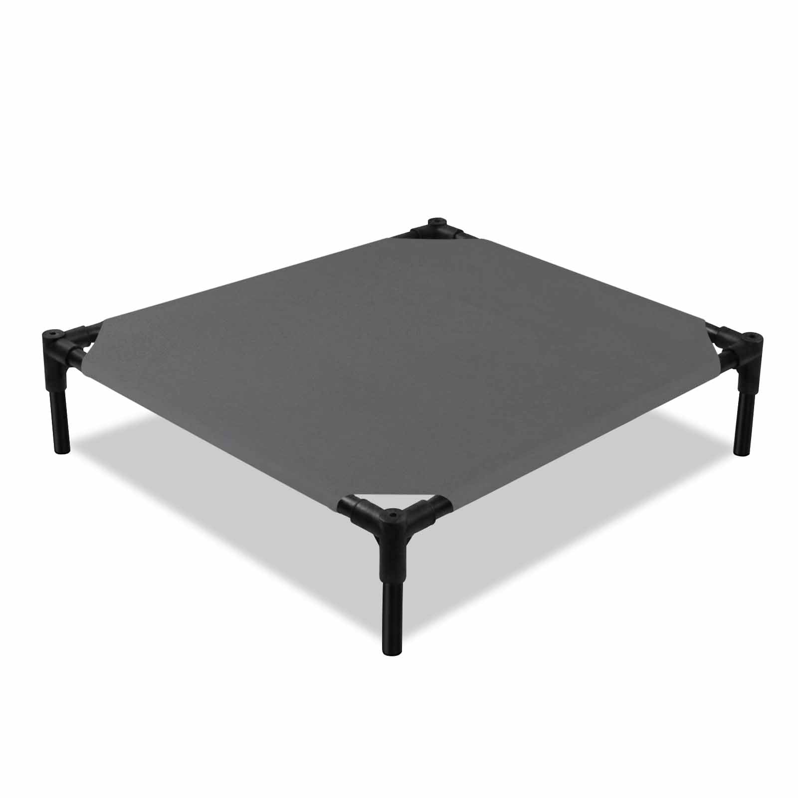 Charcoal Gray Elevated Dog Bed Vintage Minimalist Solid Color Micro Grain Texture Cooling Breathable Outdoor Raised Dog Cot Bed with Metal Frame Non-Slip Feet for Small Dog 20x20in