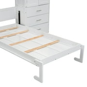EUROCO Wood Murphy Bed, Storage Wall Bed with Cabinets and Drawers, Clever Furniture Set with Wardrobe for Living Room, Assemble Video Provided, Twin