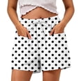 thumbnail image 2 of Zynoxe Women's Polka Dot Casual Shorts with Pockets Lightweight Breathable Mid-Thigh Shorts for Women Stretchy Elastic Waistband Drawstring Shorts Summer Versatile Casual Solid Color Beach Shorts M, 2 of 7