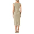 thumbnail image 3 of INSPIRE CHIC Women's Boat Neck Sleeveless Midi Formal Dress L Beige, 3 of 5