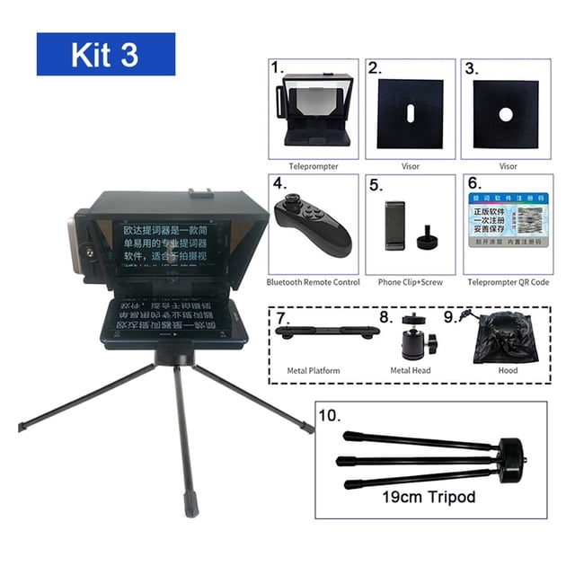 Portable Teleprompter For Smartphone DSLR Recording Live Broadcast Inscriber Teleprompter Artifact Video With Remote Control ,Easy setup, Desktop controlled