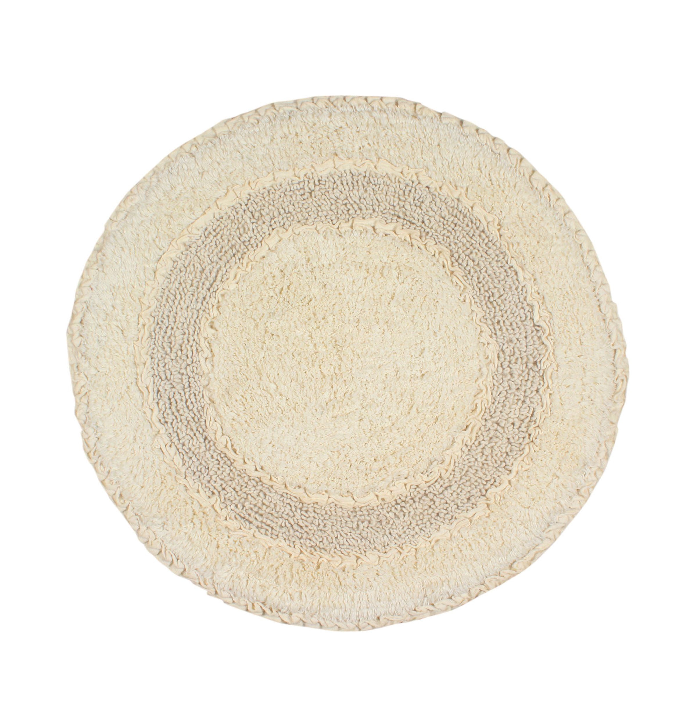 Home Weavers Radiant Collection Bathroom Rug 100% Cotton Tufted Round Shape Bathroom Rug, Soft & Absorbent Bath Rugs, Non-Slip Bath Rug, Machine Wash Dry Bath Mats - 22" Round, Ivory