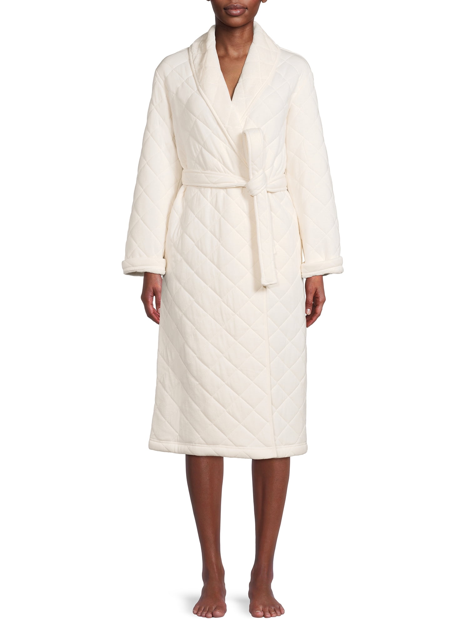 Joyspun Women's Quilted Robe, Sizes up to 3X