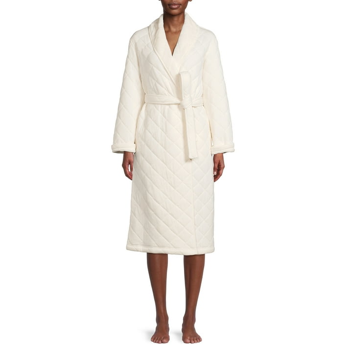 Joyspun Women's Quilted Robe, Sizes up to 3X