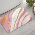 thumbnail image 2 of Pink White Gold Marble Pattern Bathroom Rugs Mat,Non Slip Microfiber Bathroom Rug,Rubber Backing,Soft Bathroom Mats for Bathroom Floor,Tub and Shower,17x27in(43x68cm), 2 of 5