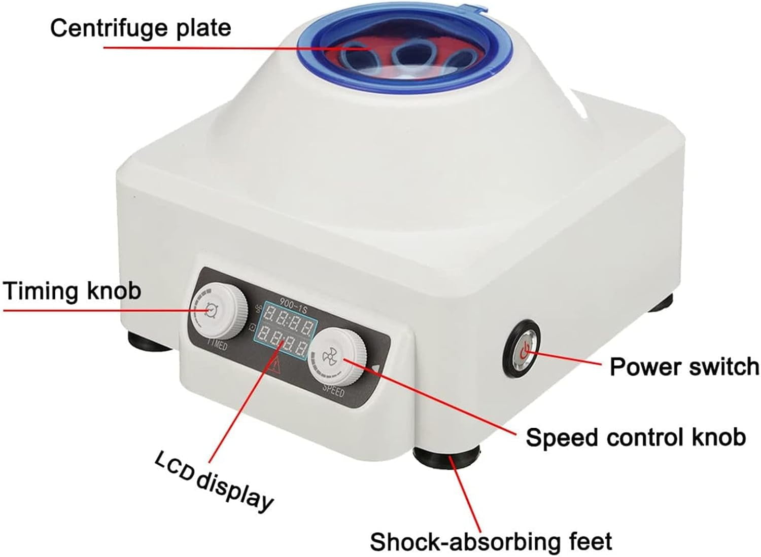 Lab Centrifuge Machine with 0-60min Time & 0-4000RPM Speed Adjustable, Electric Blood Centrifuge for Lab School Science Plasma Research