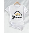 thumbnail image 4 of Stretchable Fabric] Women's Floral Print Graphic T-Shirt, 100% Cotton Knit Fabric, Casual Crew Neck Short Sleeve Top with "I Can Buy Myself Flowers" Applique, Regular Fit Summer Tee Tee For Adult, Me, 4 of 6
