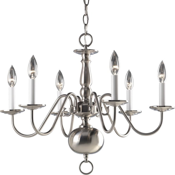 Progress Lighting P4356 Americana 6 Light 25" Wide Taper Candle Chandelier - Nickel