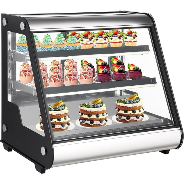 IdealHouse 130 L (4.6 Cu. Ft.) Countertop Commercial Display Refrigerator, Double-Layered Glass Display Fridge with LED Lighting