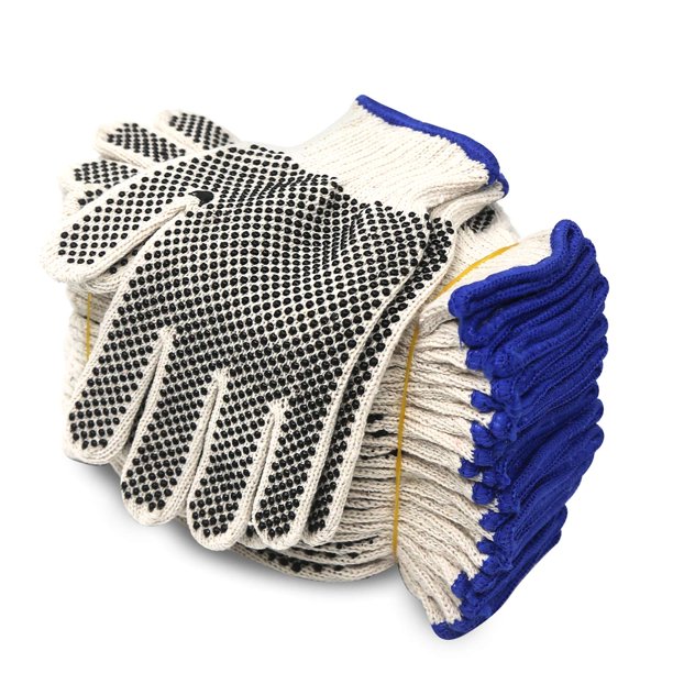 Guantes de trabajo Evridwear de algodón y poliéster tejidos M, 12 pares