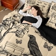 thumbnail image 4 of jejeloiu Gothic Skull Skeleton 7-Piece Bedding Comforter Set,Black Bird Raven King Bedding Sets For Girls Boys Reversible, 4 of 8