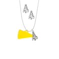 thumbnail image 2 of Delight Jewelry Acrylic 1.25" Yellow Megaphone Silver tone Zig Zag Christmas Tree Charm Necklace and Stud Earrings, 2 of 4