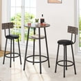 thumbnail image 6 of LEGAHOME Bar Height Dining Set for 2, 3-Piece Round Kitchen Table with Back Support Chairs, 14.17" Wide Seat Stools and Pub Table Set, Small Space Breakfast Pub Table Set, Brown, 6 of 9