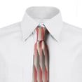 thumbnail image 2 of Abstract Necktie, Retro Bicolor Striped, Dress Tie, 3.7", Grey and Scarlet, by Ambesonne, 2 of 3