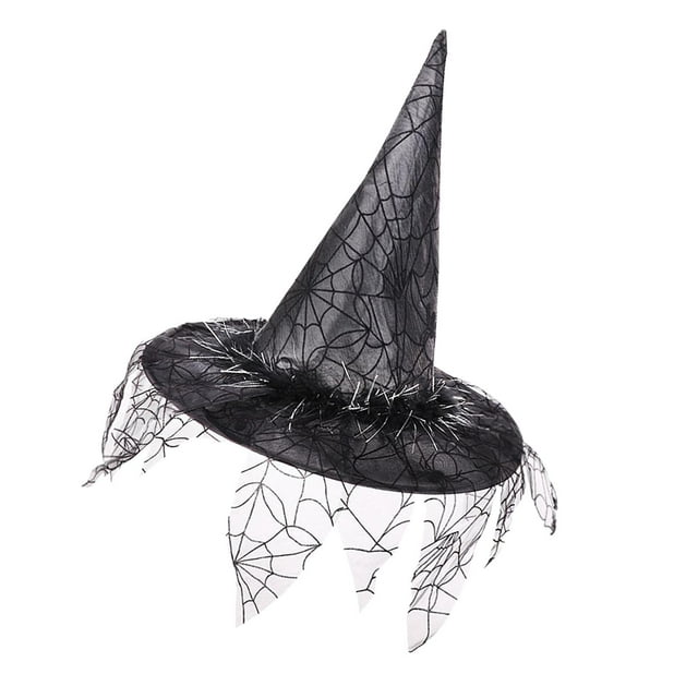 Sombreros de bruja de Halloween con punta puntiaguda, accesorios para disfraces de cosplay, disfraces de personajes Negro