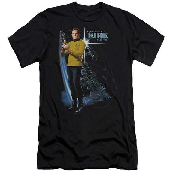 Star Trek Galactic Kirk Adult 30/1 T-Shirt Black