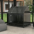 thumbnail image 3 of Heavy Duty Dog Crate Dog Cage, 52" Indestructible Metal Dog Kennel Lockable for Medium Large Dogs with Sturdy Door Lock and Removable Trays, Roof Top Access, 3 of 6