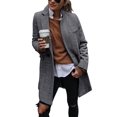 thumbnail image 2 of Women Herringbone Mid‑Length Wool Blend Coat Lapel Double Breasted Overcoat, 2 of 6