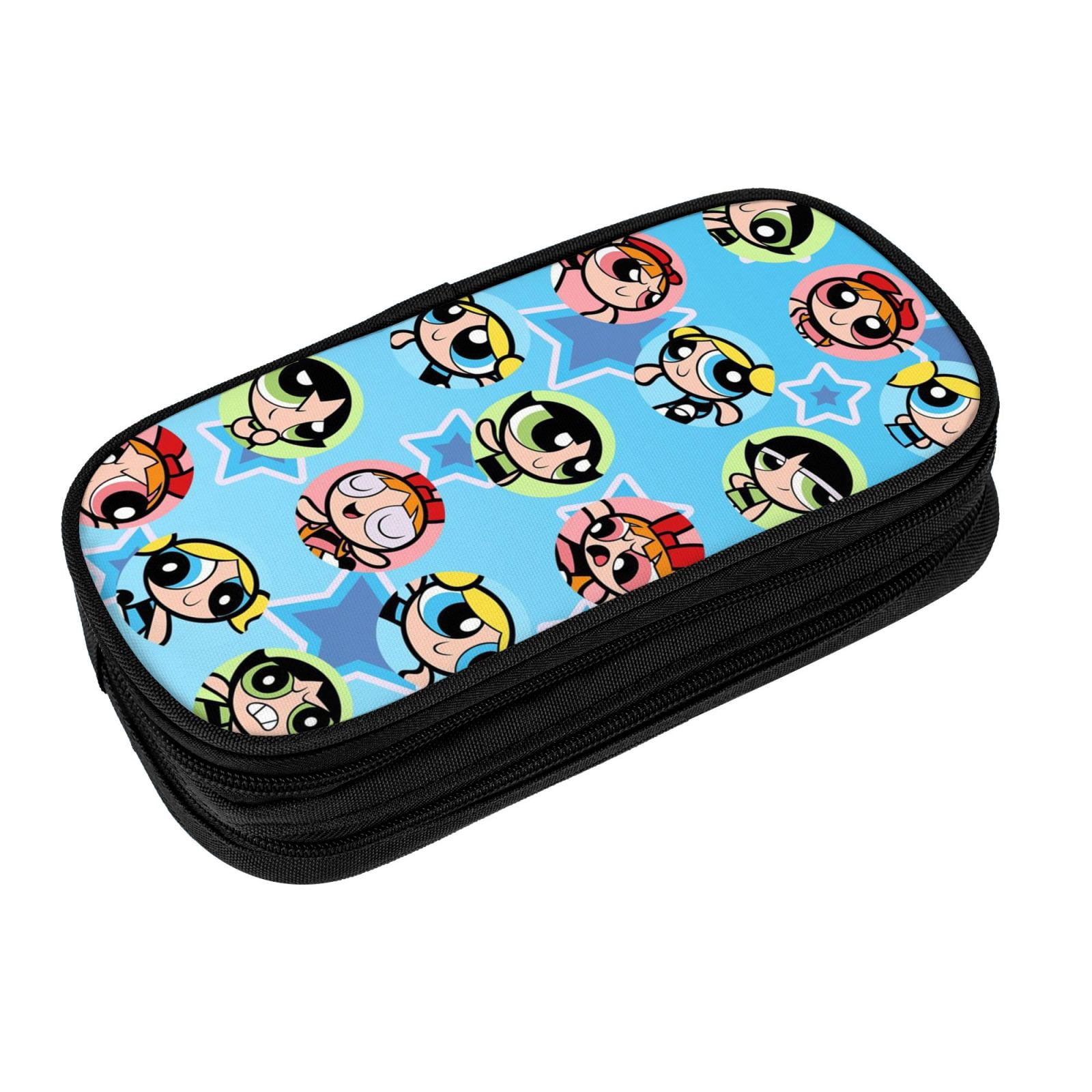 The Powerpuff Gi-rls Pencil Case Large Capacity Pencil Pouch Penbag Office Stationery Organizer Travel Makeup Bag Black