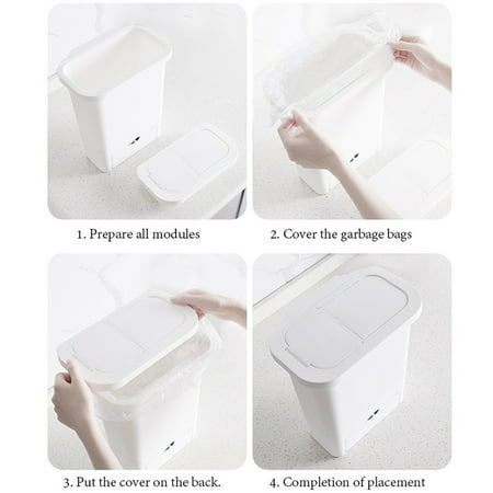 4 3l Capacity Cabinet Door Hanging Trash Can Wall Mounted Dust Bin