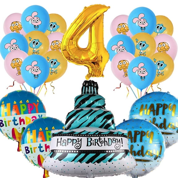 The Amazing World of Gumball Balloons Party Supplies 4th Big Number Decorations Decor Kit Birthday