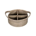 thumbnail image 5 of Kouboo Rattan Utensil Caddy with Built-in Handles, Handwoven Rattan, 4 Compartments, Tropical Centerpiece Basket, Black Wash, 5 of 6