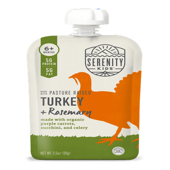 Serenity Kids Stage 2 Pasture Raised Turkey with Carrots, Zucchini & Rosemary Baby Food