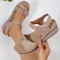 thumbnail image 4 of Domuza Orthopedic Casual Sandals for Women Arch Support Flat Wedge Sandals Wide Width Slip on Non Slip Beach Slippers Beach Vacation 2026 Foam Shoes Beige 10（EU-43）, 4 of 7