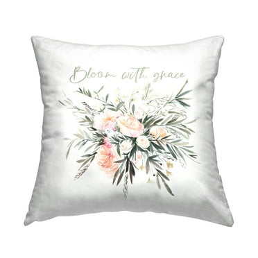 Stupell Industries Bloom With Grace Florals Square Decorative Printed Throw Pillow, 18 x 18